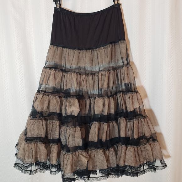 Vintage Fantasy Lingerie S Tiered Underskirt Black, Pink Tulle Unlined Petticoat - Picture 3 of 7